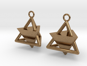  Pyramid triangle earrings Serie 2 type 3 in Natural Brass