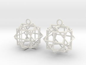 Cube square earrings in White Premium Versatile Plastic