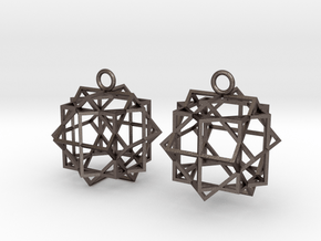 Cube square earrings in Polished Bronzed Silver Steel