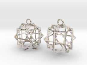 Cube square earrings in Rhodium Plated Brass