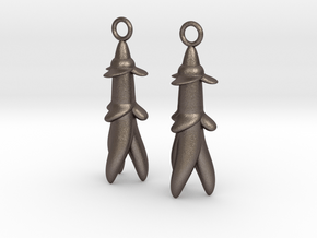 Rocket flower earrings in Polished Bronzed Silver Steel