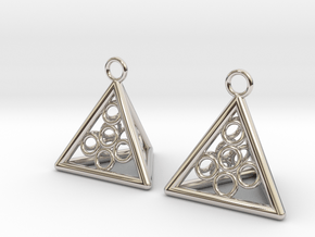  Pyramid triangle earrings serie 3 type 5 in Rhodium Plated Brass