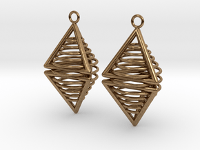  Pyramid triangle earrings serie 3 type 8 in Natural Brass