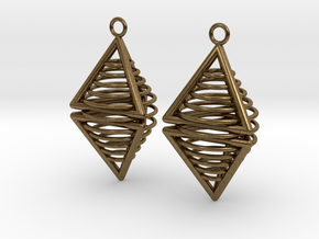  Pyramid triangle earrings serie 3 type 8 in Natural Bronze