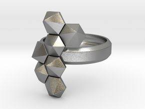 Hex Cluster Ring in Natural Silver