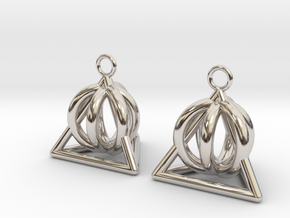  Pyramid triangle earrings serie 3 type 2 in Rhodium Plated Brass