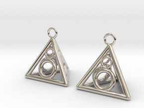 Pyramid triangle earrings serie 3 type 3 in Rhodium Plated Brass