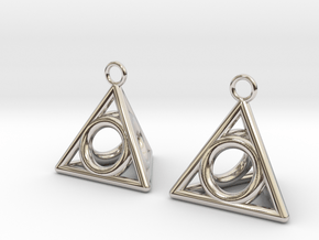 Pyramid triangle earrings serie 3 type 4 in Rhodium Plated Brass