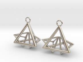 Pyramid triangle earrings type 12 in Rhodium Plated Brass