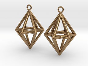 Pyramid triangle earrings type 14 in Natural Brass