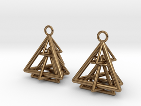 Pyramid triangle earrings type 15 in Natural Brass