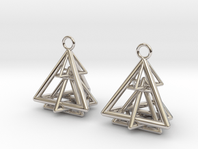 Pyramid triangle earrings type 15 in Rhodium Plated Brass
