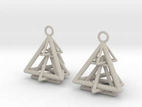 Pyramid triangle earrings type 15 in Natural Sandstone