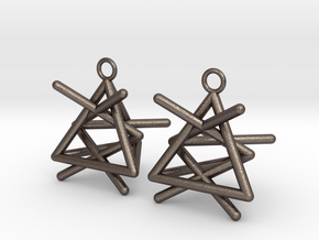 Pyramid triangle earrings type 1 in Polished Bronzed Silver Steel