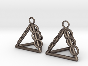 Pyramid triangle earrings serie 3 type 1 in Polished Bronzed Silver Steel