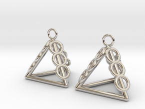 Pyramid triangle earrings serie 3 type 1 in Rhodium Plated Brass