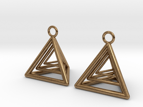 Pyramid triangle earrings type 9 in Natural Brass