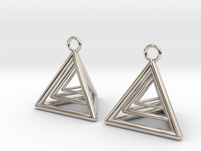 Pyramid triangle earrings type 9 in Platinum