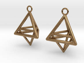 Pyramid triangle earrings type 10 in Natural Brass