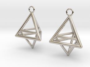 Pyramid triangle earrings type 10 in Rhodium Plated Brass