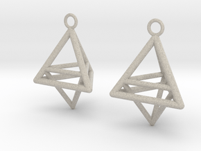 Pyramid triangle earrings type 10 in Natural Sandstone