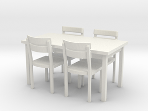 Tisch und Stuehle 1:45 (Spur 0) in White Natural Versatile Plastic