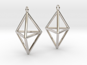 Pyramid triangle earrings type 3 in Rhodium Plated Brass
