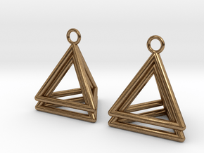 Pyramid triangle earrings type 4 in Natural Brass