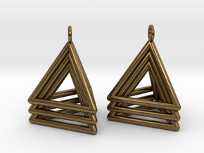 Pyramid triangle earrings type 5 in Natural Bronze