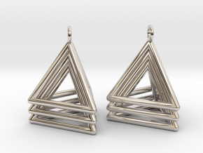 Pyramid triangle earrings type 5 in Platinum
