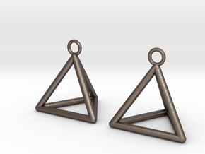 Pyramid triangle earrings in Polished Bronzed Silver Steel