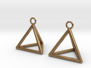 Pyramid triangle earrings in Natural Brass