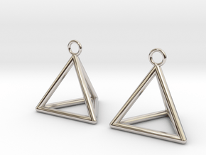 Pyramid triangle earrings in Platinum