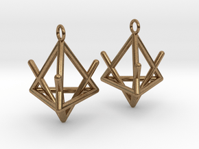 Pyramid triangle earrings type 2 in Natural Brass