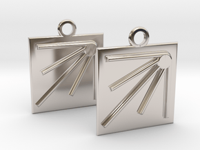 square sun earrings in Rhodium Plated Brass