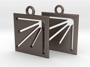 square sun hole earrings in Polished Bronzed Silver Steel