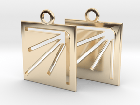 square sun hole earrings in 14K Yellow Gold