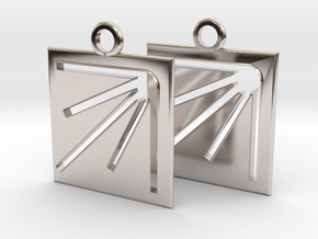 square sun hole earrings in Rhodium Plated Brass