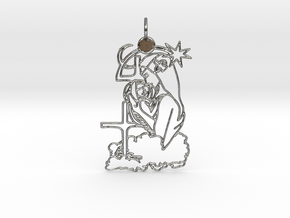 Maria with Jesus Pendant in Polished Silver