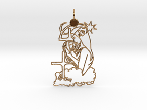 Maria with Jesus Pendant in Polished Brass