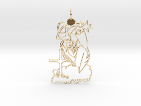 Maria with Jesus Pendant in 14k Gold Plated Brass