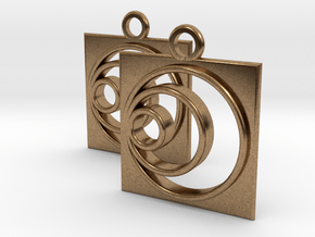 square circle spiral earrings in Natural Brass