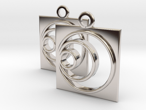square circle spiral earrings in Platinum