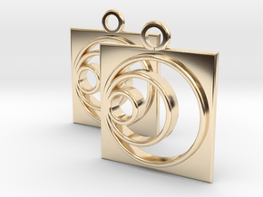 square circle spiral earrings in 14k Gold Plated Brass
