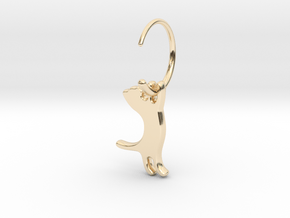 hanging cat earring small in 14k Gold Plated Brass