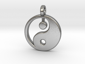 Yin yang pendant in Natural Silver: Small