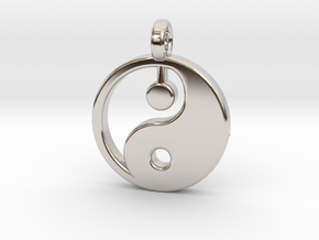 Yin yang pendant in Rhodium Plated Brass: Small