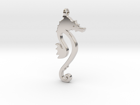  Seahorse pendant - Hyppocampe in Rhodium Plated Brass