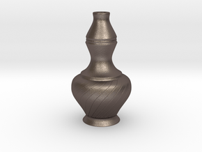 Labu Sayong Vase in Polished Bronzed Silver Steel