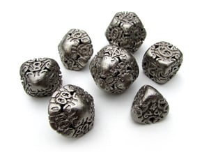 Art Nouveau Dice Set with Decader in Polished Nickel Steel